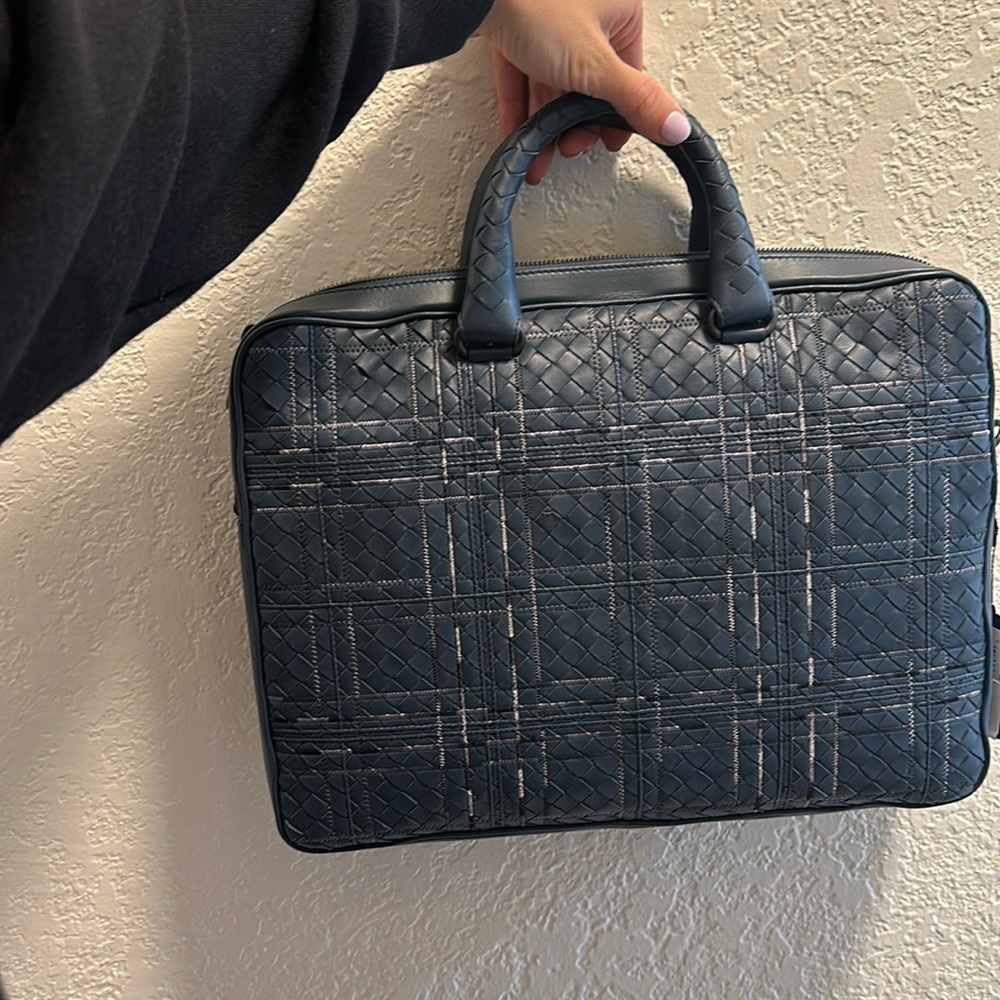 Bottega leather woven briefcase